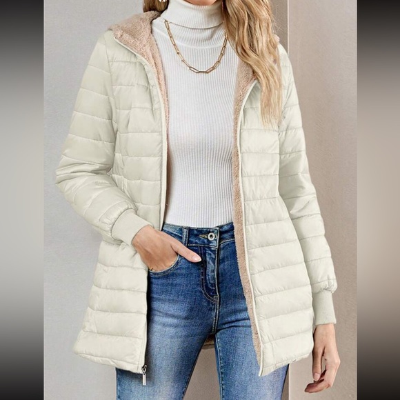 Luxe quilted teddy lined hooded jacket - Picture 10 of 16
